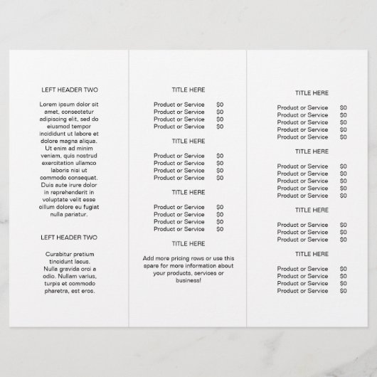 Clean Business Logo Zwart-wit Trifold Brochure (Achterkant)