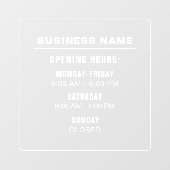 Clean Business Openingstijden Sjabloon Custom Raamsticker (Vel)