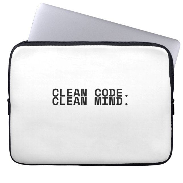 Clean Code Clean Mind Minimalist 13-Inch Laptop  Sleeve (Voorkant)