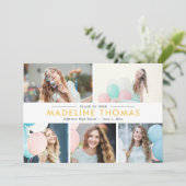 Clean Collage EDITABLE COLOR Afstuderen Uitnodigen Kaart (Staand voorkant)