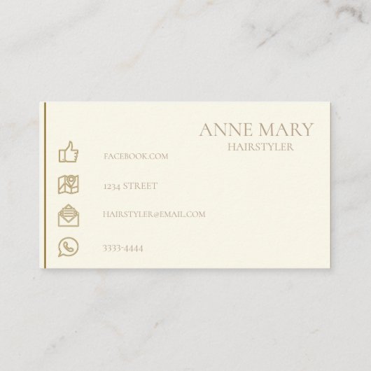 Clean Cream Color Business Card Visitekaartje (Achterkant)