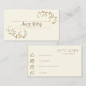 Clean Cream Color Business Card Visitekaartje (Voorkant / Achterkant)