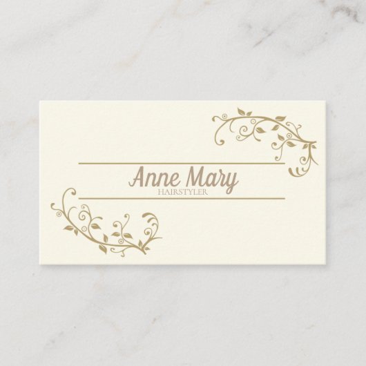 Clean Cream Color Business Card Visitekaartje (Voorkant)