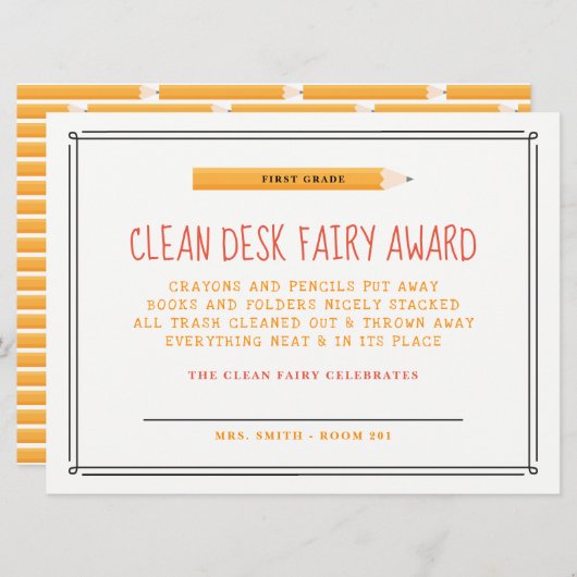 Clean Desk Fairy Award Kaart (Voorkant / Achterkant)
