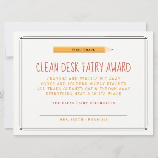 Clean Desk Fairy Award Kaart (Voorkant)