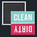 Clean Dirty Aqua Blue and Cherry Red Dishwasher Magneet<br><div class="desc">Aqua blue and cherry red Clean Dirty Dishwasher magnets.  Just reverse or flip the magnet to clean or dirty on the front of the dishwasher to inform your family about the dishes inside.  Simple modern design.</div>