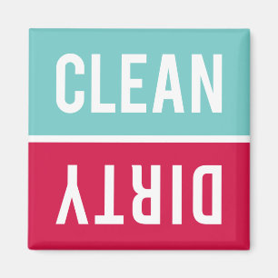 Clean Dirty Aqua Blue and Cherry Red Dishwasher Magneet