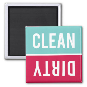 Clean Dirty Aqua Blue and Cherry Red Dishwasher Magneet
