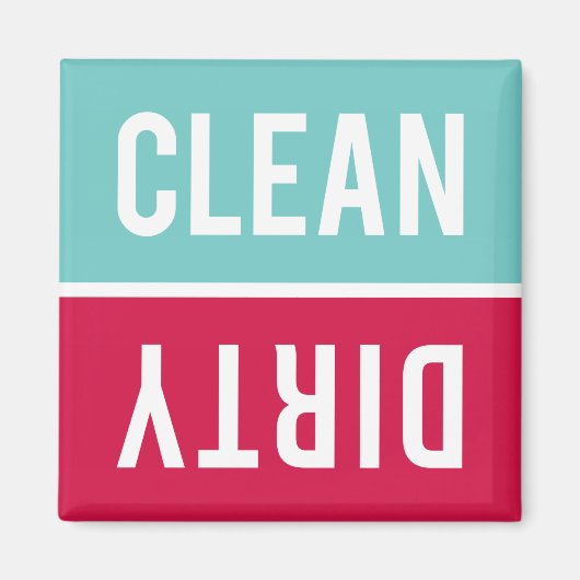 Clean Dirty Aqua Blue and Cherry Red Dishwasher Magneet (Voorkant)