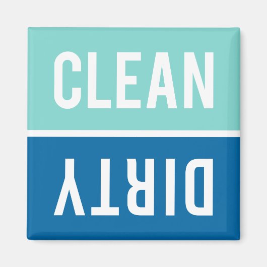 Clean Dirty Aqua en Cobalt Blue Dishwasmachine Magneet (Voorkant)