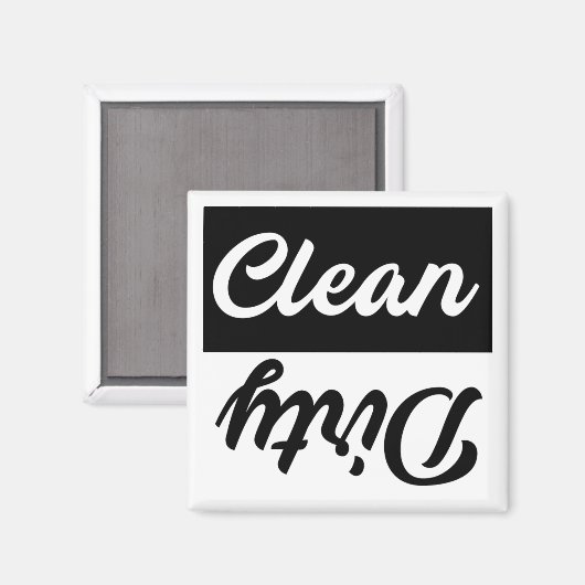 Clean Dirty Black White-wasmachine Magneet (Voorkant / Achterkant)
