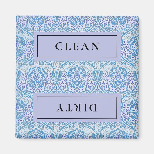 CLEAN DIRTY Blue Floral vaatwasser Magneet (Voorkant)