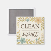 Clean Dirty Boho Floral vaatwasser magneet (Voorkant / Achterkant)