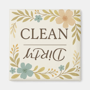 Clean Dirty Boho Floral vaatwasser magneet