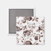 Clean Dirty Brown  Floral Toile Dishwasmachine Magneet (Voorkant / Achterkant)