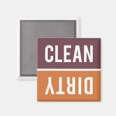 Clean Dirty Burnt Oranje en Burgundy Dishwasmachin Magneet (Voorkant / Achterkant)