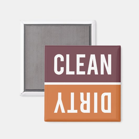 Clean Dirty Burnt Oranje en Burgundy Dishwasmachin Magneet (Voorkant / Achterkant)