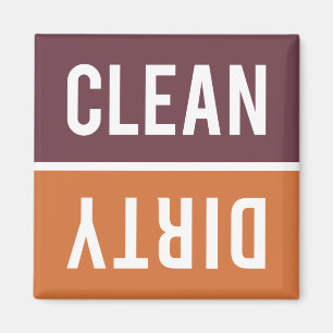 Clean Dirty Burnt Oranje en Burgundy Dishwasmachin Magneet