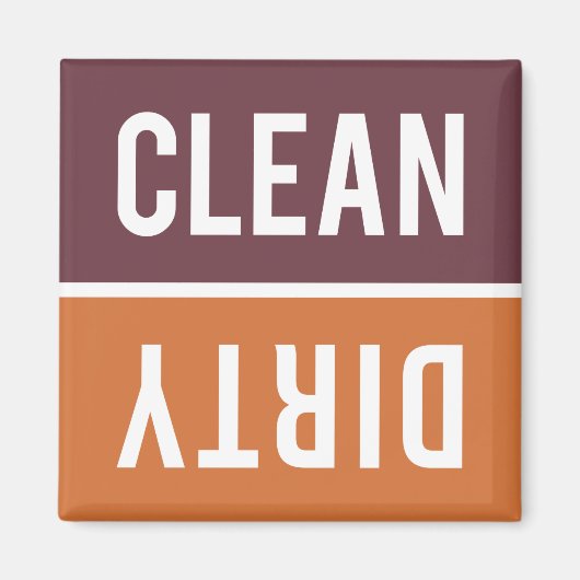 Clean Dirty Burnt Oranje en Burgundy Dishwasmachin Magneet (Voorkant)