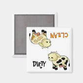 "CLEAN / DIRTY" Cartoon Melk Koe Vaatwasser Magnee Magneet (Voorkant / Achterkant)