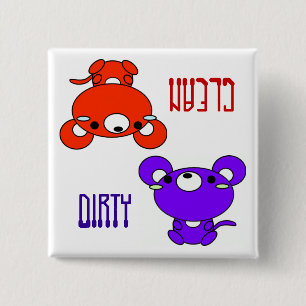 "CLEAN / DiRTY" Cartoon Mice Dishwasher Magnet Vierkante Button 5,1 Cm