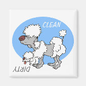 "CLEAN / DIRTY" Cartoon Poedel Vaatwasser Magneet (Voorkant)