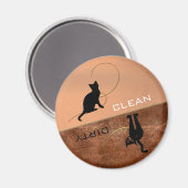 Clean Dirty Cute Kat Dishwasmachine Magnet (Voorkant / Achterkant)