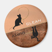 Clean Dirty Cute Kat Dishwasmachine Magnet (Voorkant)
