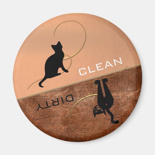 Clean Dirty Cute Kat Dishwasmachine Magnet (Voorkant)