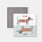 Clean Dirty Dachshund Sause Dog Dishwasmachine Magneet (Voorkant / Achterkant)