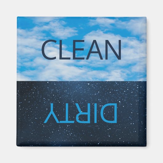 Clean Dirty Day Night Sky Dishwasmachine Magneet (Voorkant)