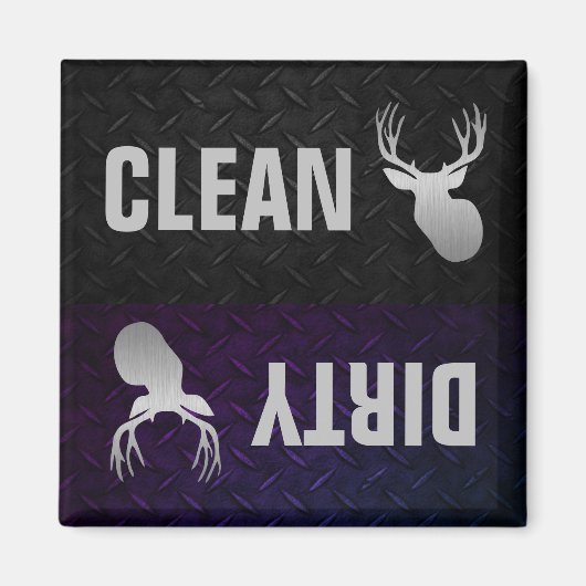 Clean Dirty Deer Buck Dishwasmachine Magnet (Voorkant)