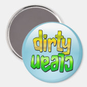 Clean Dirty Dishwaser Magnet Green Yellow Round (Voorkant / Achterkant)