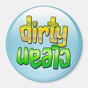 Clean Dirty Dishwaser Magnet Green Yellow Round