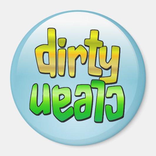 Clean Dirty Dishwaser Magnet Green Yellow Round (Voorkant)