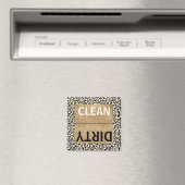 Clean/Dirty Dishwasher Gold Glam Leopard Print Magneet (Insitu (Vaatwasser))