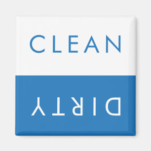 Clean Dirty Dishwasher Magnet in Blueand White