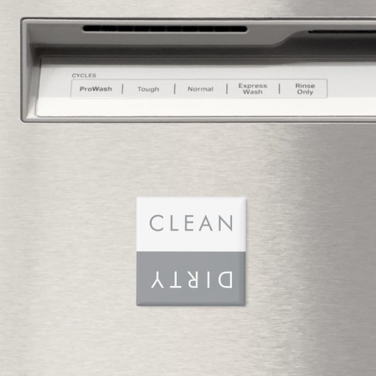 Clean Dirty Dishwasher Magnet in Grey and White (Insitu (Vaatwasser))