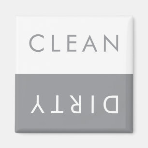 Clean Dirty Dishwasher Magnet in Grey and White