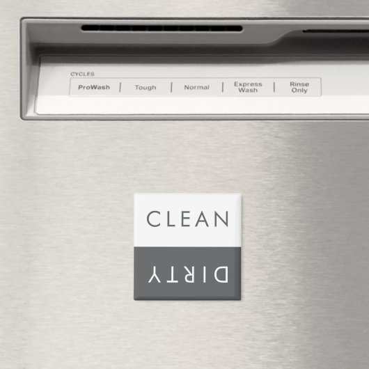 Clean Dirty Dishwasher Magnet in Grey and White (Insitu (Vaatwasser))