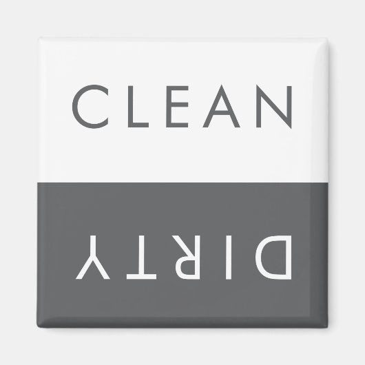 Clean Dirty Dishwasher Magnet in Grey and White (Voorkant)