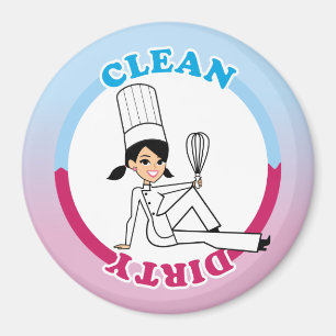 Clean Dirty Dishwasher Magnet met illustratie