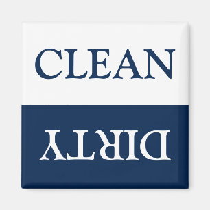 Clean Dirty Dishwasher marineblauw wit Magneet