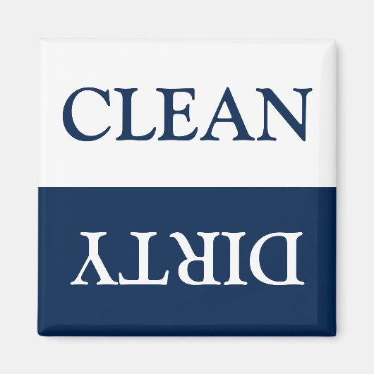 Clean Dirty Dishwasher marineblauw wit Magneet (Voorkant)