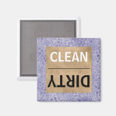 Clean/Dirty Dishwasher Purple Glam Leopard Print Magneet (Voorkant / Achterkant)