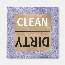 Clean/Dirty Dishwasher Purple Glam Leopard Print Magneet