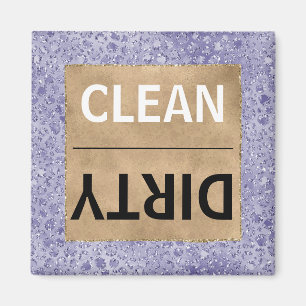 Clean/Dirty Dishwasher Purple Glam Leopard Print Magneet