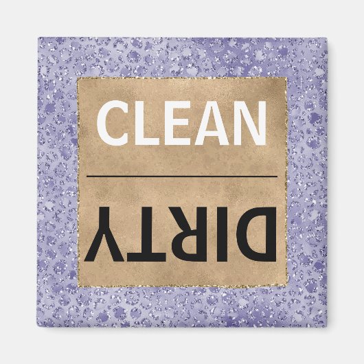Clean/Dirty Dishwasher Purple Glam Leopard Print Magneet (Voorkant)