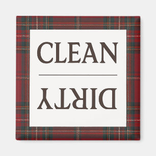 Clean Dirty Dress Stewart Plaid Vaatwasser Magneet