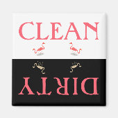 Clean Dirty Flamingo Dishwasmachine Magneet (Voorkant)